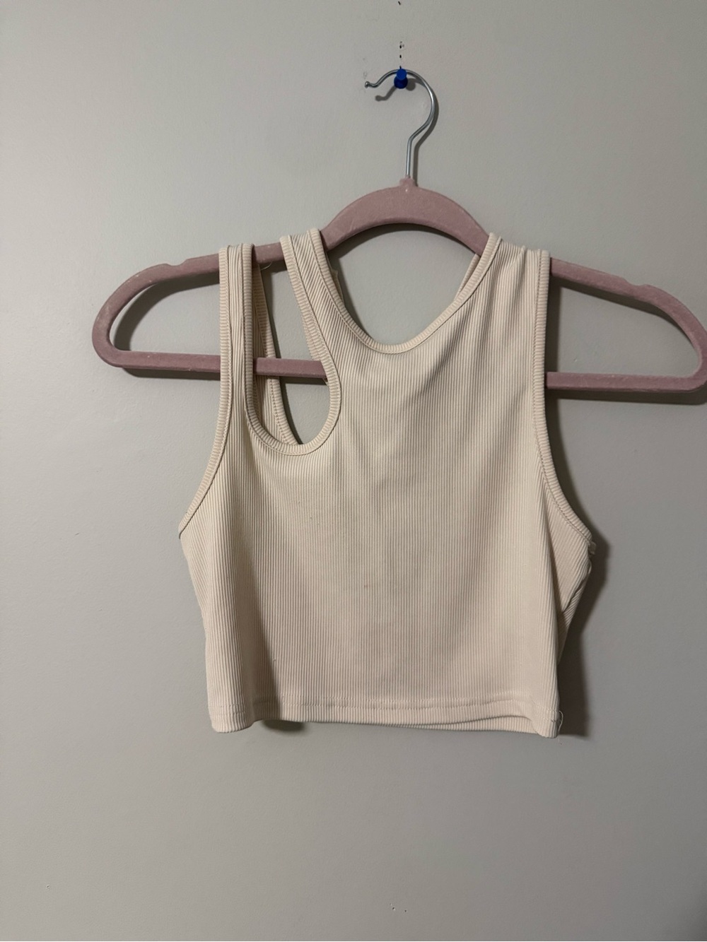 Shein Cream Crop Tank Top with Cut out